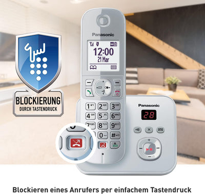 Panasonic KX-TG6863GS Schnurlostelefon mit 3 Mobilteilen und Anrufbeantworter (Bis zu 1.000 Telefonn