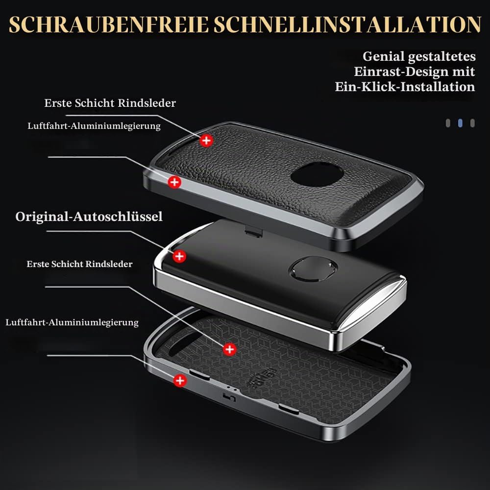 KUNIO Schlüsselhülle Passt für Mazda 3 Alexa CX-4 CX-5 MX5 CX-8 CX-9 CX-30 CX30 2019-2022 Aluminiuml