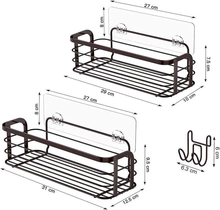 Avoalre Duschkorb ohne Bohren, 2 Pack Duschregal mit 1 bewegliche Haken, Belastbarkeit 10KG Duschabl