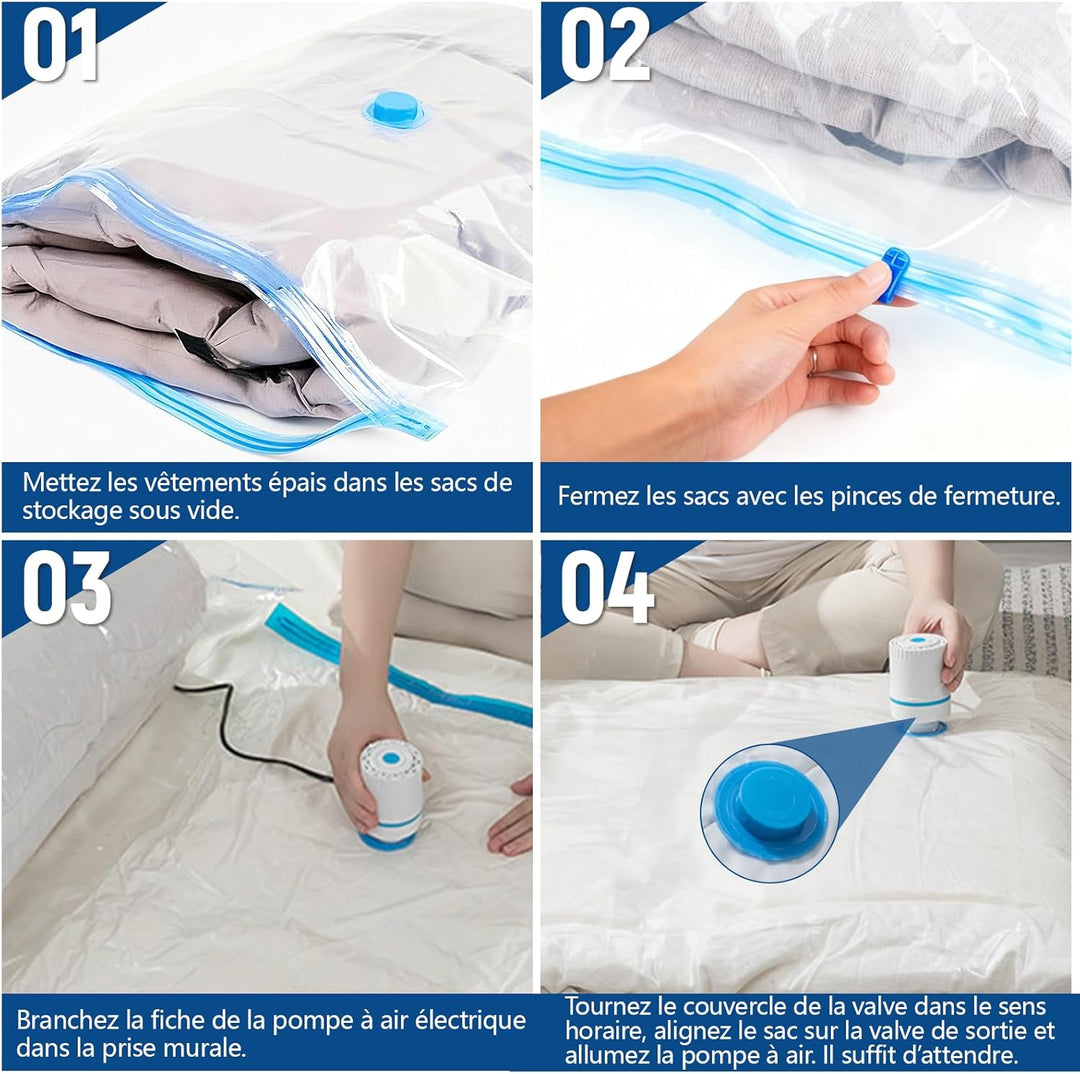 Vakuumbeutel für Kleidung mit Pumpe, 20 Stück Vacuum Bags für Bettdecken,Kleidung,Reise,Kissen, Clot