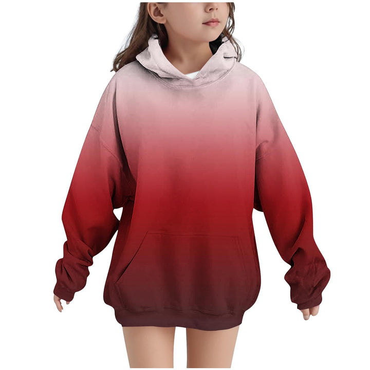 Hoodie Mädchen Oversize Kapuzenpullover Farbverlauf Mode Sweatshirt Casual Pullover mit Kapuze Tasch