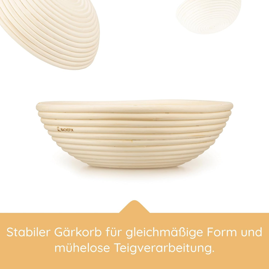 Backefix Gärkorb Set - die perfekte Grundausstattung zum Brot backen - Geschenk Set (Silikon Backmat