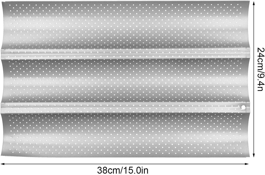 Perforierte Baguette-Pfanne, Edelstahl-Baguette-Backblech Antihaft-Brotblech zum Backen von französi