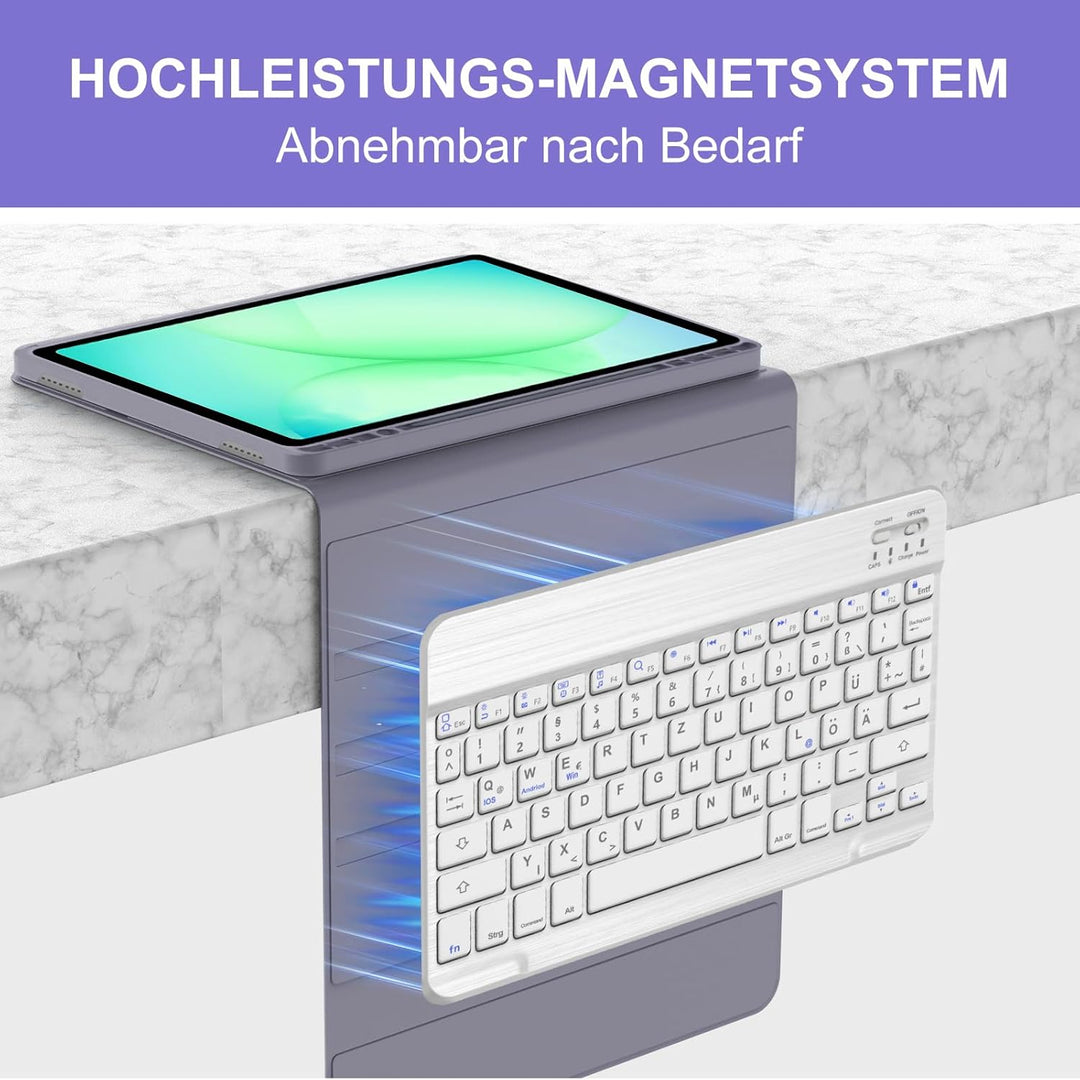Hülle mit Tastatur für Samsung Galaxy Tab A11+ 11" & A9+ 11" (2025/2023), SchutzHülle, Deutscher QWE