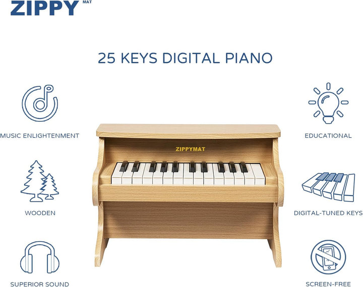 ZIPPY MAT Kinder Klavier Tastatur, 25 Tasten Digitalpiano für Kinder, Mini Musik Lerninstrument Spie