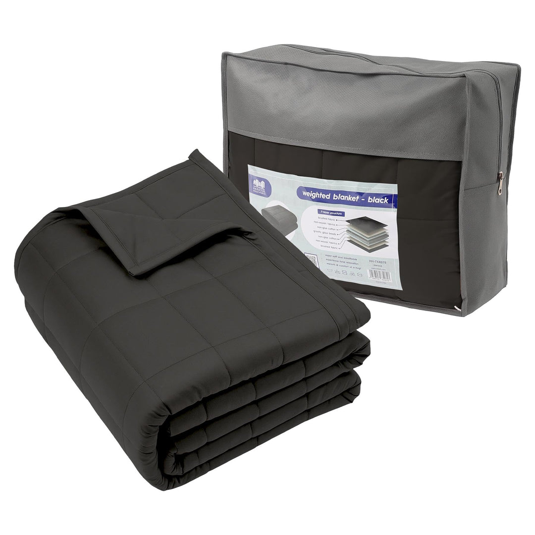 Harbour Housewares Gewichtsdecke mit Aufbewahrungstasche - 150 x 200cm - 8kg - Schwarz - 1x Schwer E