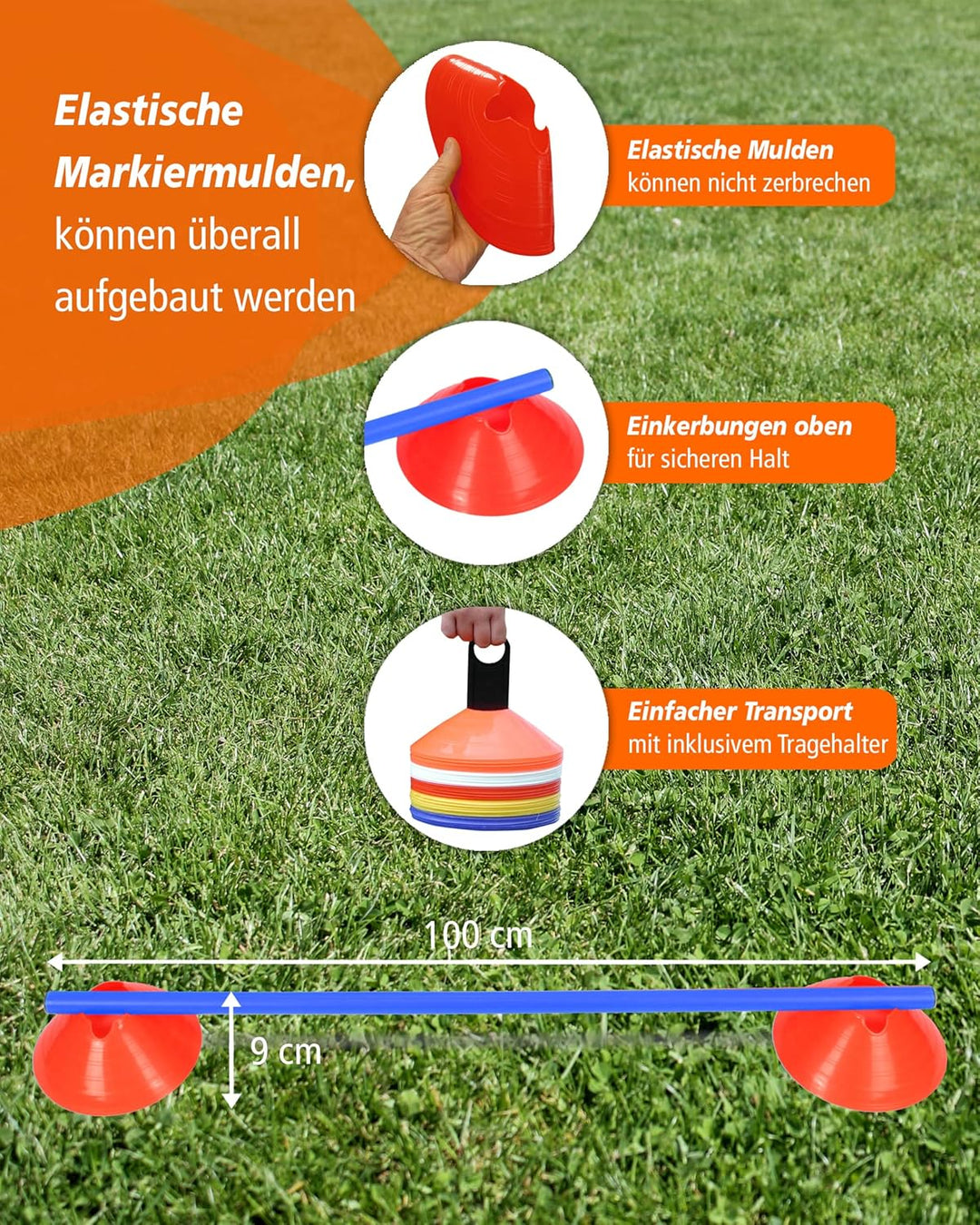 Cavaletti Mini-Hürden 5er Set – Mulden Rot & Stangen Blau – sichere Trainingshürden für Hunde – Agil