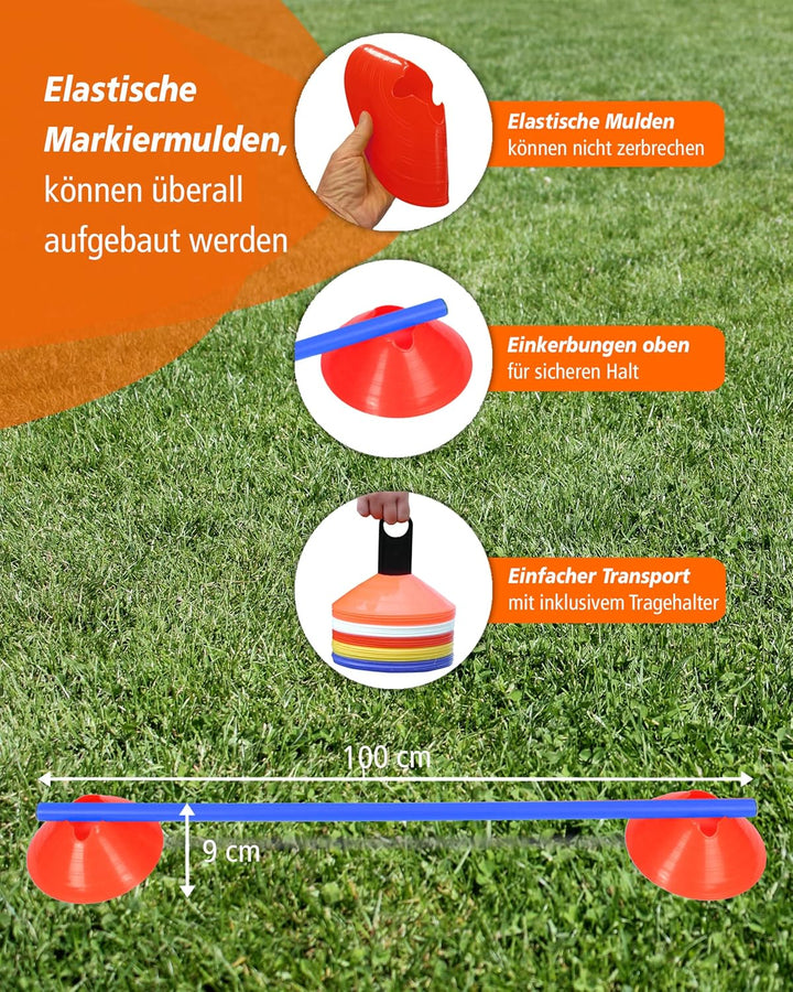 Cavaletti Mini-Hürden 5er Set – Mulden Rot & Stangen Blau – sichere Trainingshürden für Hunde – Agil