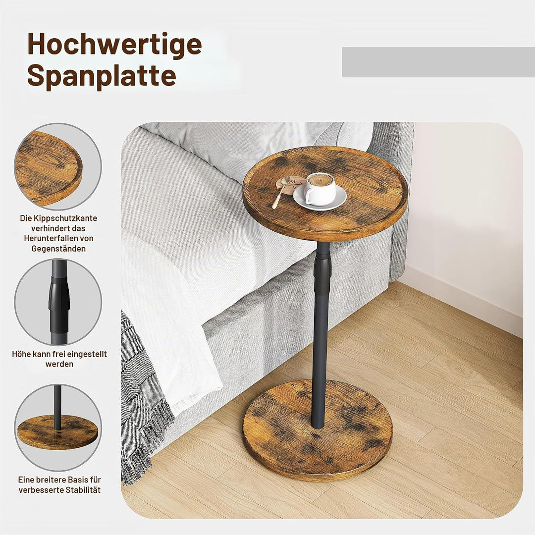 Beistelltisch Rund Verstellbarer Kleiner Tisch Nachttisch Holz Beistelltisch Couch für kleine Räume