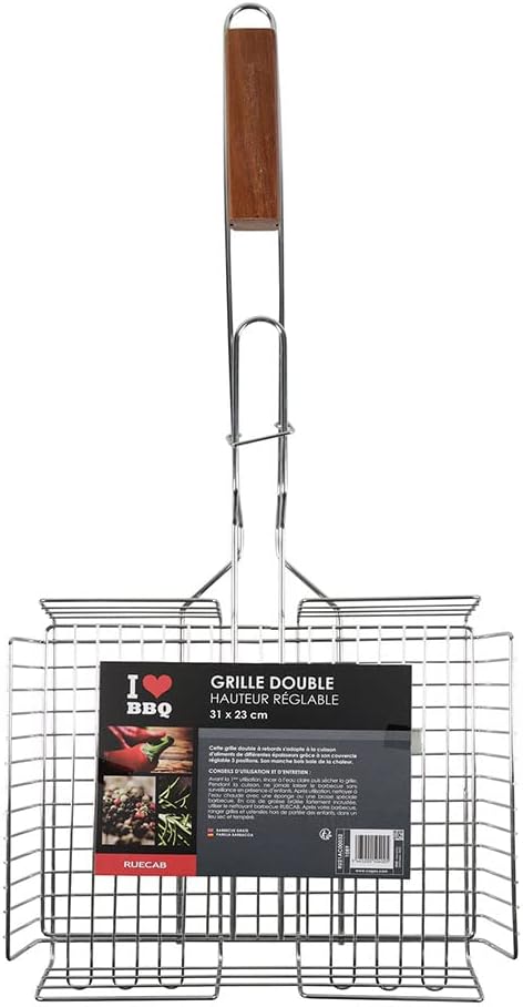 I LOVE BBQ – RUECAB Grillroste für Grill und Smoker – Doppelt verstellbarer Grillrost, 31 x 23 cm, v