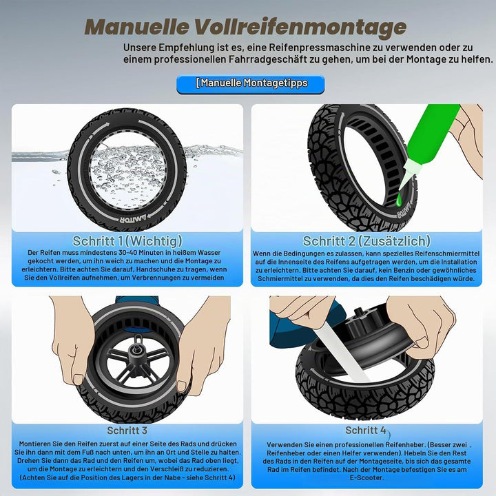 Vollgummireifen 10x2.70-6.5 Offroad, 10x2.75-6.5 Reifen Vollgummi, Pannensichere &amp; Abriebfeste &amp; War