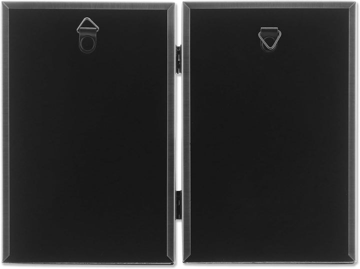 Lawrence Frames Doppel-Bilderrahmen mit Scharnier, 10 x 15 cm, Antik-Zinn-Design zinnfarben 4 Inches