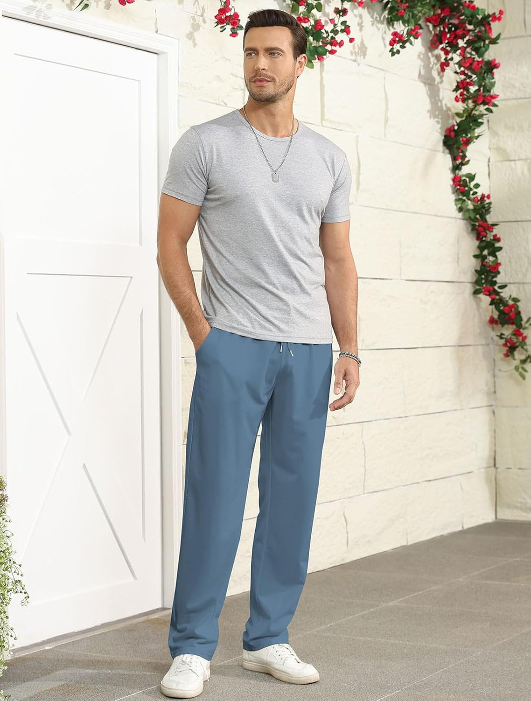 Halfword Jogginghosen Herren Trainingshose Lang Sweathose Atmungsaktiv Sporthose Yoga, M Blau
