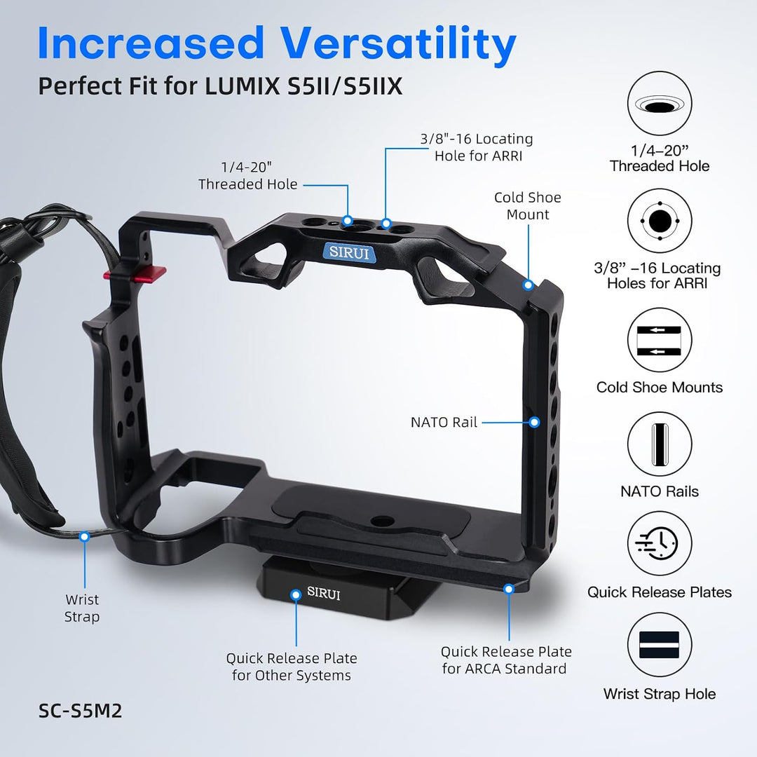SIRUI Kamera Käfig Cage mit Top Handle für Panasonic LUMIX S5II/S5IIX,Arca-Swiss-kompatibel,Kamerage