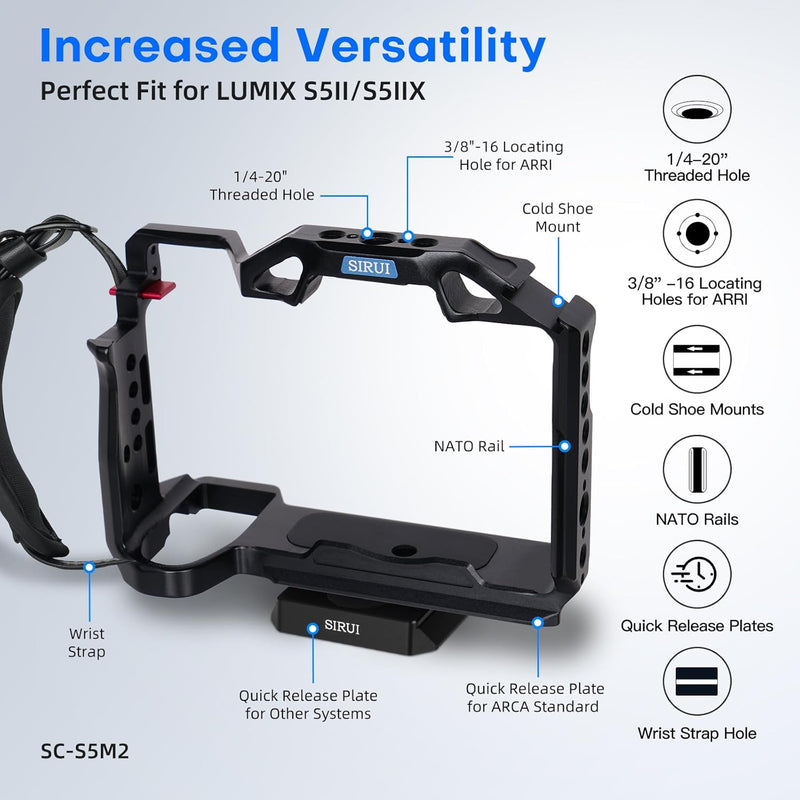 SIRUI Kamera Käfig Cage für Panasonic LUMIX S5II/S5IIX, Arca-Swiss kompatibel, Kameragehäuse/Kamerak