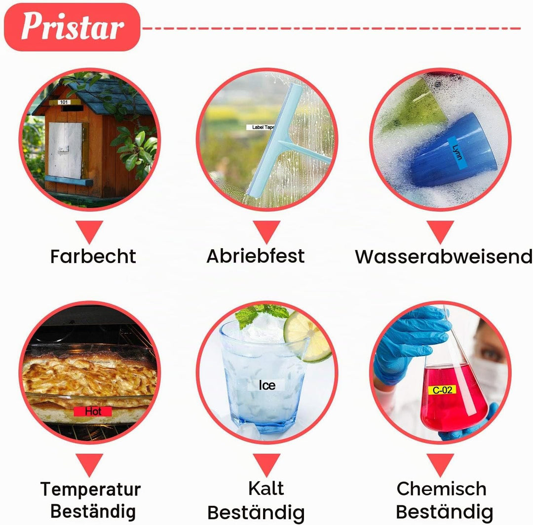 Pristar 9mm Kompatibel Schriftband als Ersatz für TZe-S221 TZeS221 Schwarz auf weiss Strong Adhesive