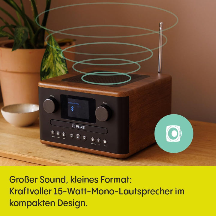 Pure Classic C-D4 – DAB+ & UKW Radio mit CD-Player, Netzbetrieb, Bluetooth 5.3, USB & AUX, Farbdispl