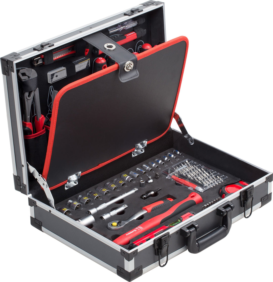 Meister Werkzeugkoffer 121-teilig - Stabiler Alu-Koffer - Werkzeug-Set - Für Haushalt, Garage & Werk