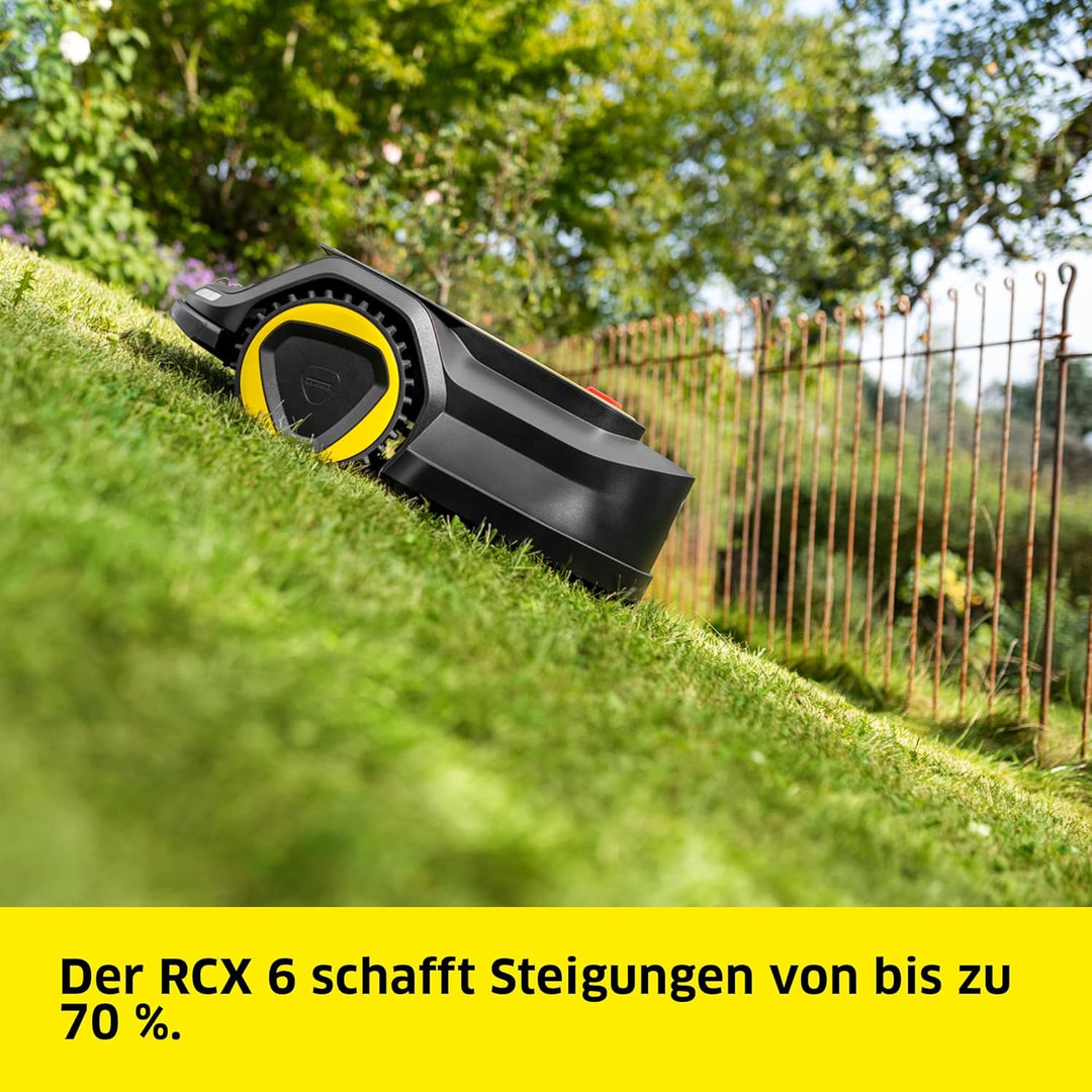 Kärcher Mähroboter RCX 6, ohne Begrenzungskabel, Flächenleistung: 3.000 m², Paralleles Bahnenfahren,
