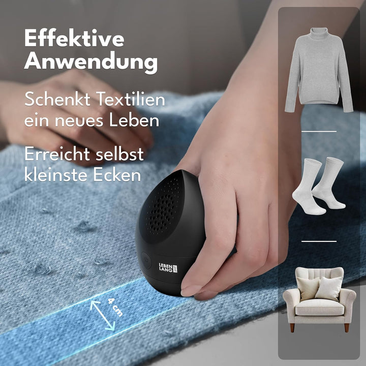 LEBENLANG Mini Fusselrasierer Elektrisch - Inkl. Ersatzklingen & Reinigungspinsel I Entfussler Fluse