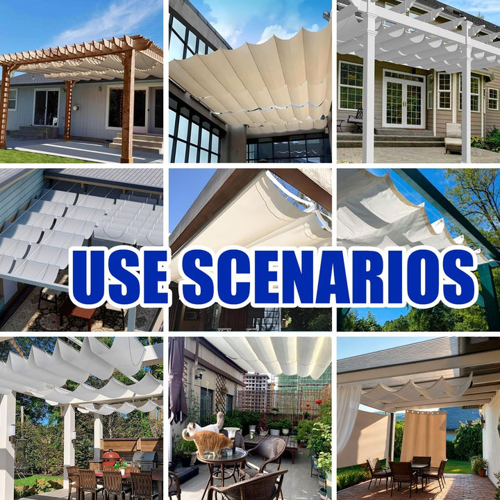Einziehbares Welle Sonnensegel 0.9x3.5m, Verstellbare Pergola Markise mit wasserdichtem &amp; UV-beständ