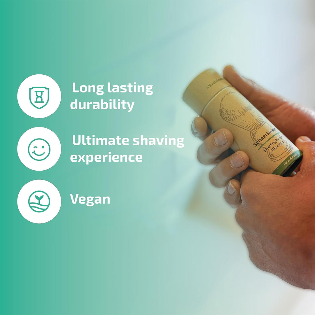 Rasierset - Rasierpinsel & Metallhalter - 100% Vegan