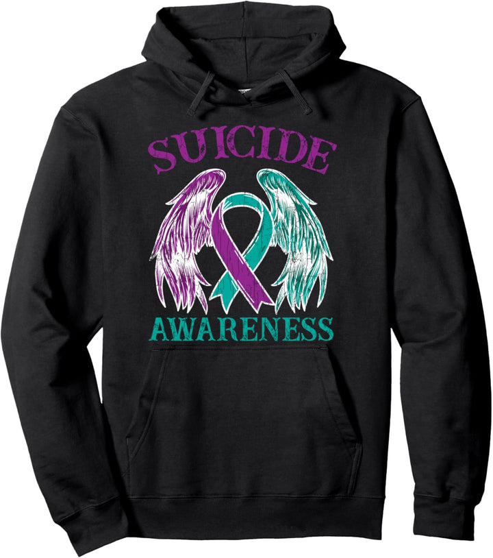 Wing and Ribbon Suicide Prevention Awareness Pullover Hoodie
