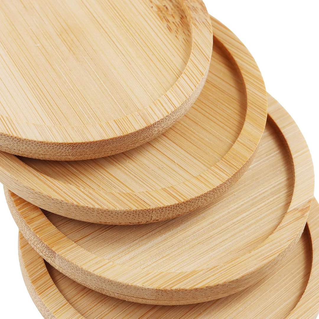 20 Stück Deko Holz Untersetzer Set, 10cm Holz Untersetzer Rund und Bambus Untersetzer Oval 17,5x8,8