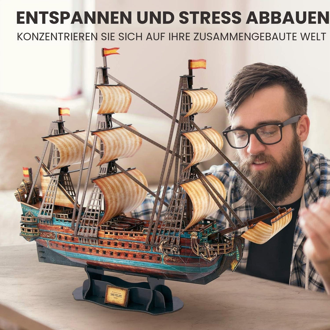 CubicFun 3D-Puzzle Spanien Puzzlegeschenk Boot Bootmodell San Felipe, 248 Teile Schiff von San Felip