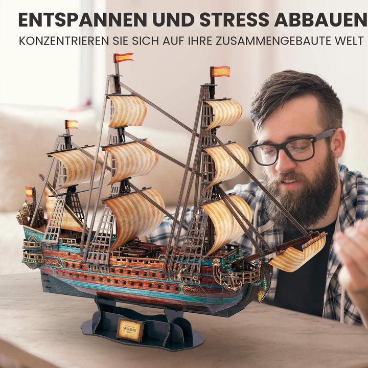 CubicFun 3D-Puzzle Spanien Puzzlegeschenk Boot Bootmodell San Felipe, 248 Teile Schiff von San Felip