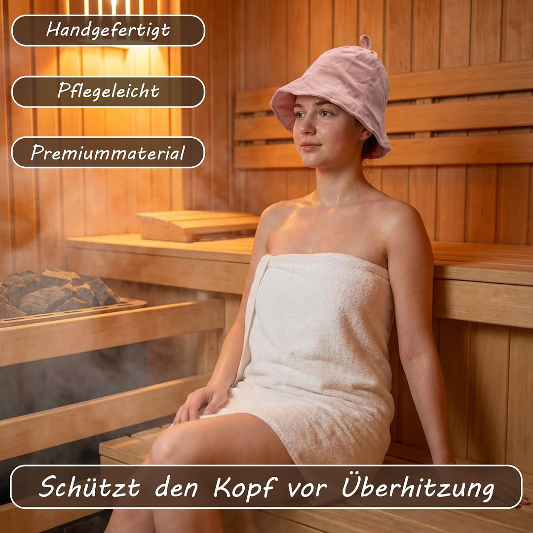 Sauna Hut Damen Perfekte Saunamütze aus Weicher Frottee Damen - ideale Sauna Kopfbedeckung Saunahut