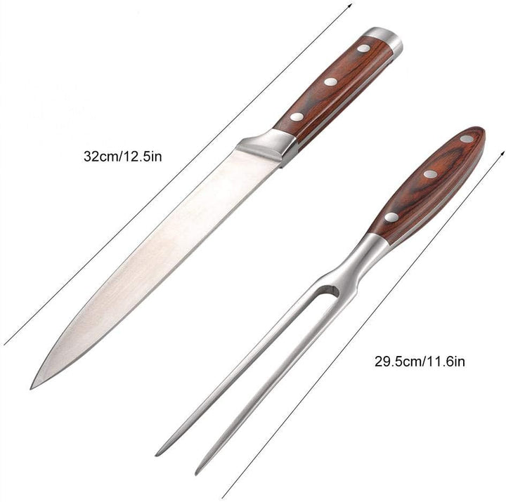EVTSCAN Schnitzmesser und Gabel Set, Edelstahl Premium BBQ Fleisch Truthahn Braten Küche Abendessen