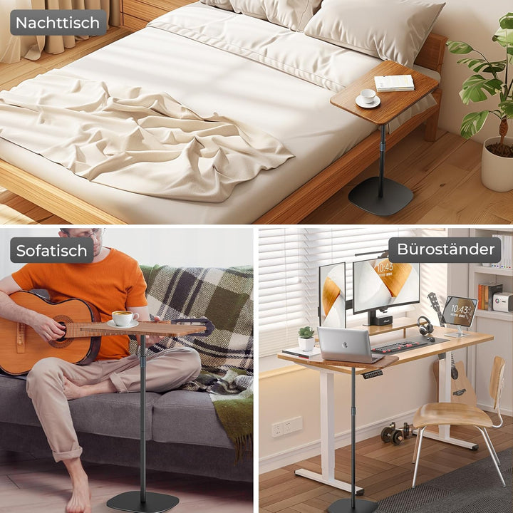 Tragbarer Laptop-Ständer, höhenverstellbarer Beistelltisch für Sofa/Nachtschrank, eleganter Holz-Red