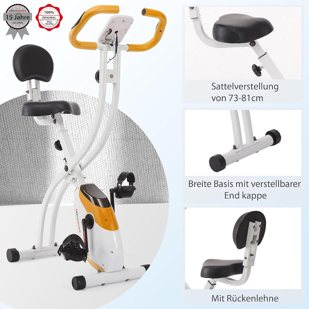 Ultrasport F-Bike, Faltbarer Heimtrainer, Hometrainer mit LCD Trainingscomputer,8 Widerstandstufen,