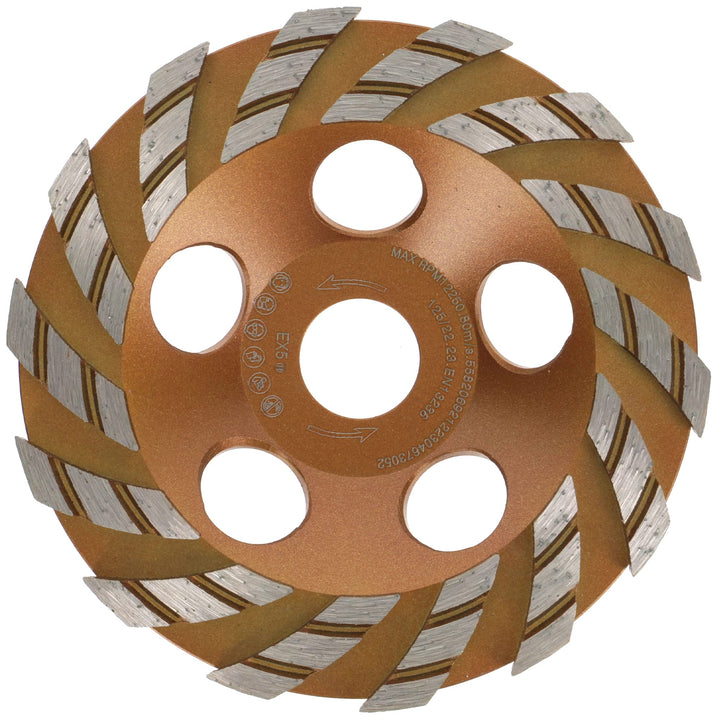 PRODIAMANT Premium Diamant-Schleiftopf 125 mm x 22,2 mm Diamantschleifteller TurboSpeed+ für Beton,