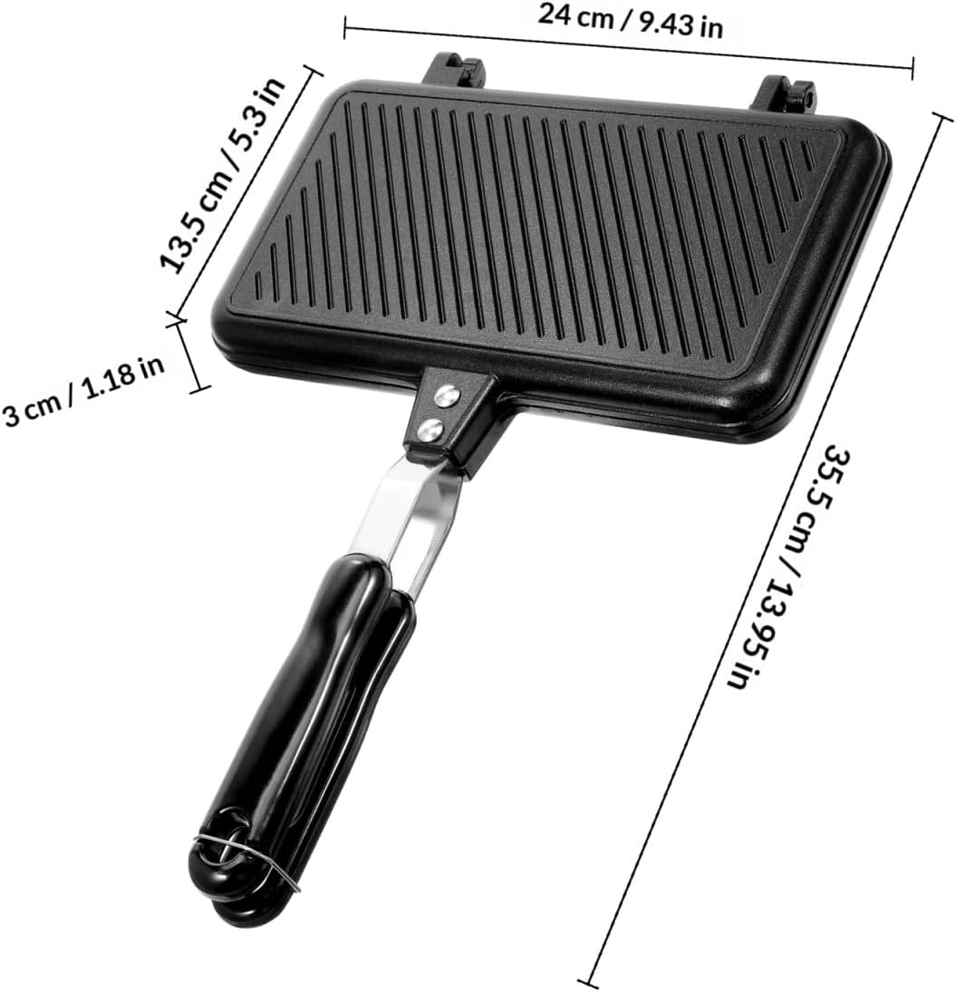 Toyvian Sandwichmaker mit Grillfunktion, Doppelseitige Antihaft-sandwichpfanne, Aluminium-backplatte