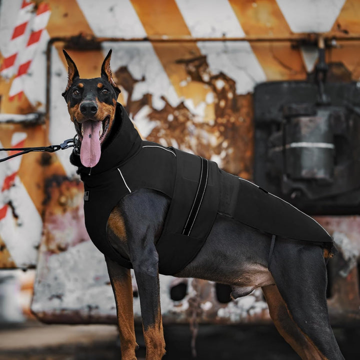 OneTigris Hundemantel, STORMWALL Wasserdicht Hundejacke mit Verstellbarer Rückenlänge Fleecefutter R