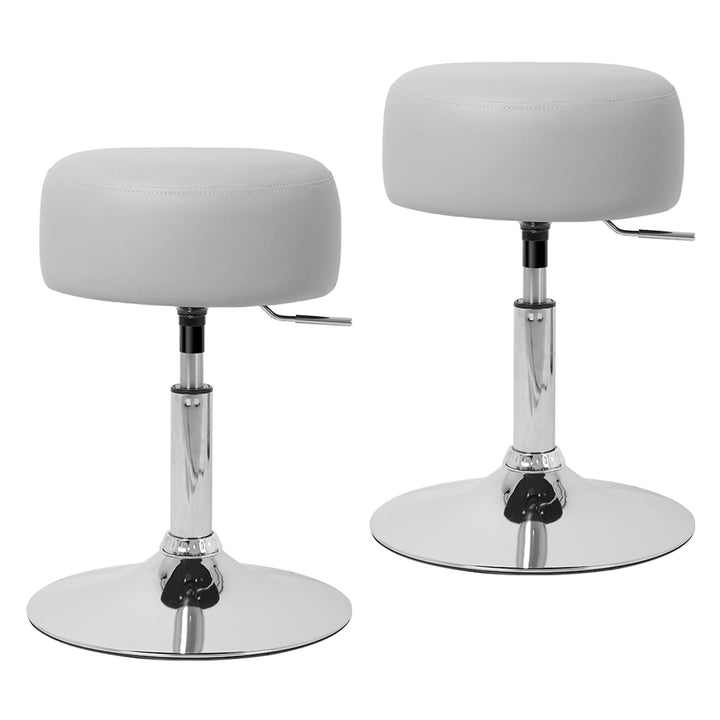 ML-Design Schminkhocker 2er Set Hellgrau aus Stahl verchromt, Sitzhocker rund Ø33cm, Schminktisch Ho