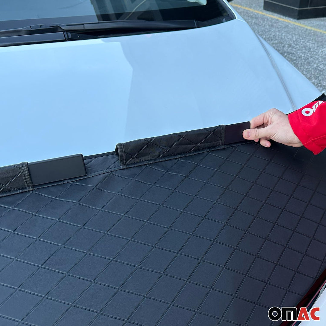 OMAC Schwarz Halb Haubenbra Steinschlagschutz Bonnet Bra kompatibel mit VW Crafter 2006-2017 Schwarz