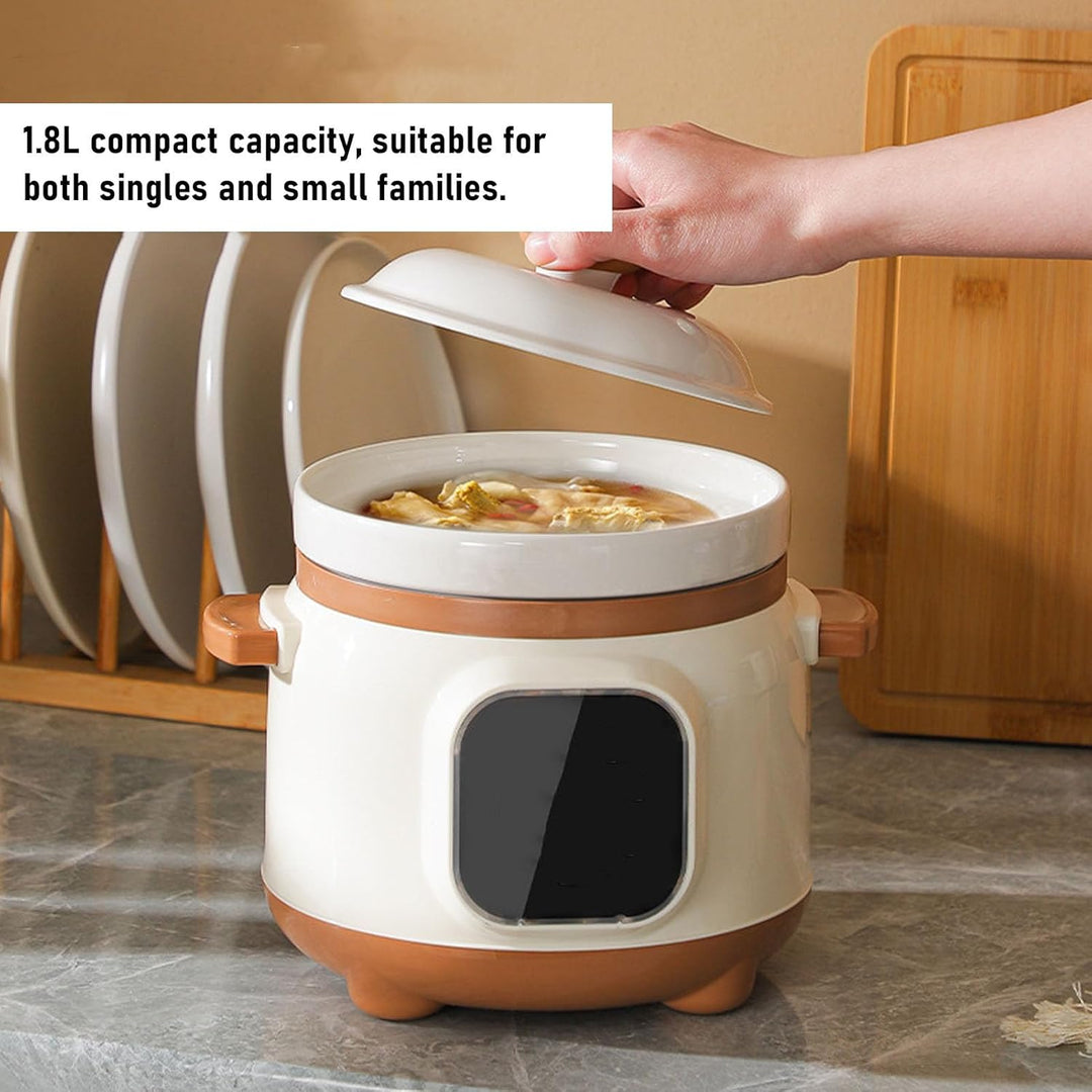 Elektrischer Eintopf, Keramik-Suppenbrei-Kocher, 235 W Slow Cooker mit Deckel, 1,8 L Keramiktopf, El