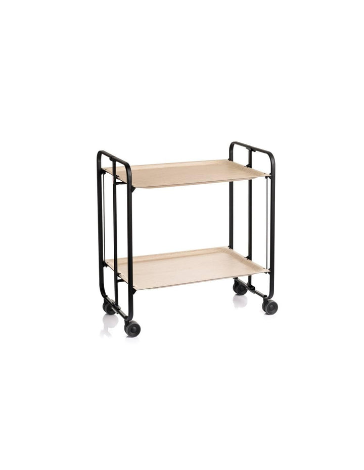 DON HIERRO - Servierwagen, klappbar, 2 Böden, Schwarzem Rahmen. Bauhaus-Buche 66 x 43 x 72 cm. Buche