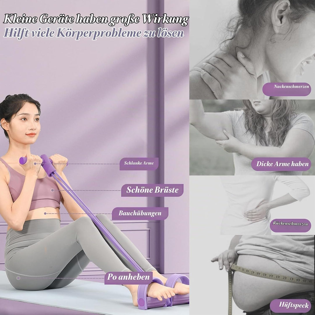 Expander Fitness mit Rückentrainer und Fitnessbänder, Bauchtrainer, Sportgeräte Zuhause, 6 Tubes Gum