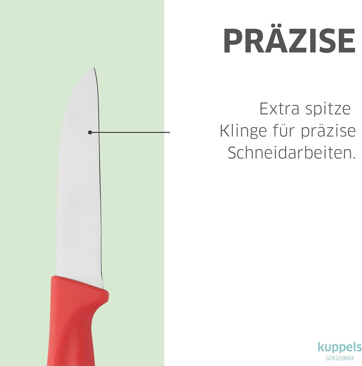 Kuppels Küchenmesser Set 9-tlg rot, scharfe Klingen 420HC Stahl | Gemüsemesser, Schälmesser und Obst