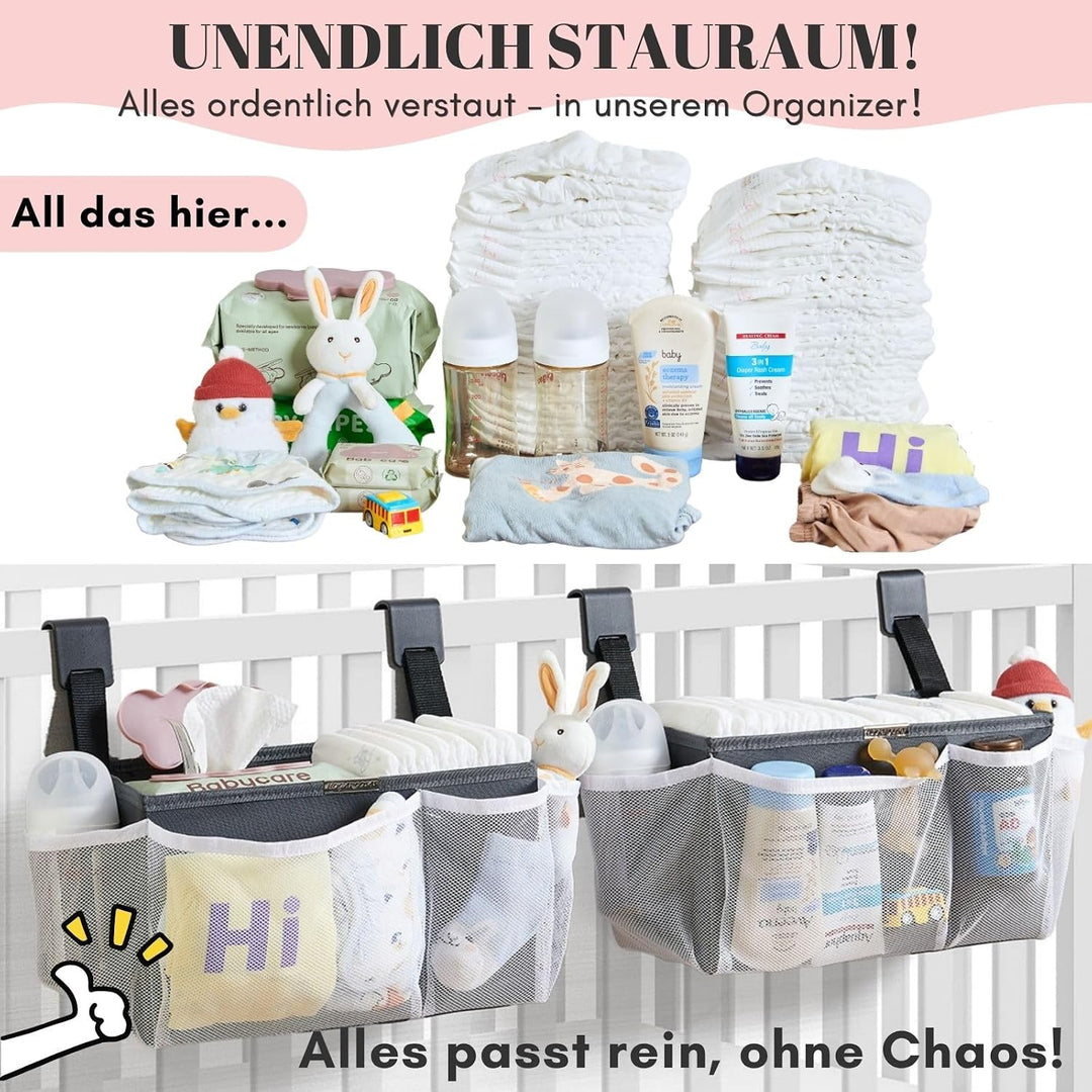 Windel-Organizer zum Aufhängen, mit grossem Fassungsvermögen, für 50+ Windeln, waschbarer Stoff mit
