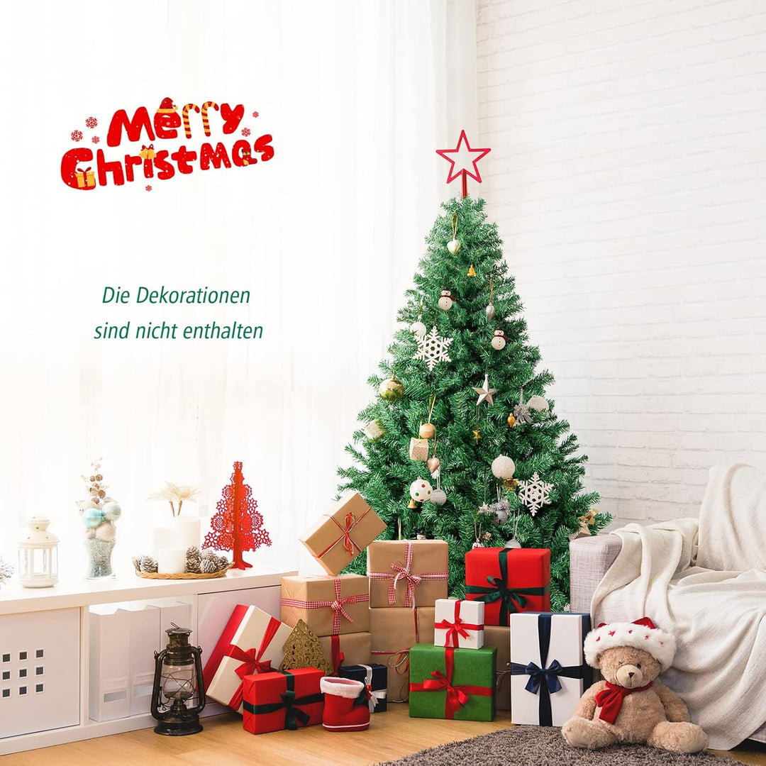 COSTWAY 180cm Künstlicher Weihnachtsbaum, Tannenbaum mit Klappsystem, Christbaum 1000 Spitzen PVC Na