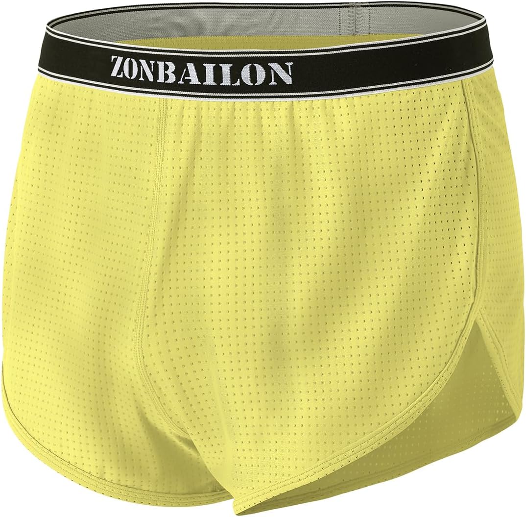 BIATWOWR Herren Transparent Sexy Boxershorts Männer Atmungsaktiv Bequem Unterhose Seitlichem Schlitz