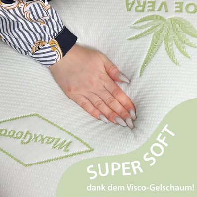 MaxxGoods - orthopädisches Nackenstützkissen mit Aloe Vera aus Visco-Gelschaum - 42cm x 70cm x 9cm -