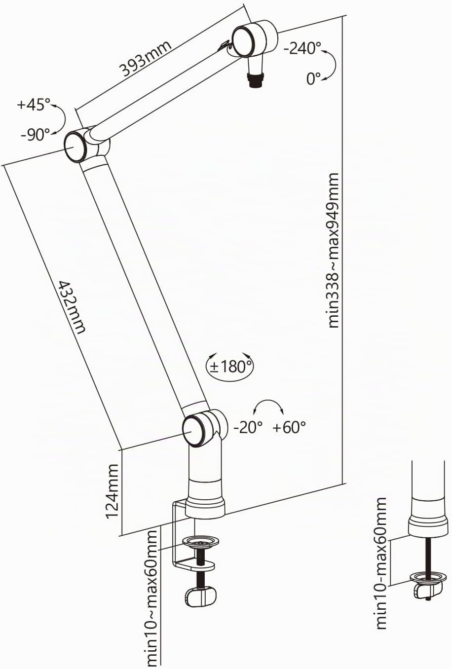 Maclean MC-898 Professioneller Mikrofonständer mit integriertem Kabelmanagement Einstellbarer Mikrof