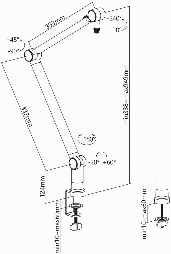Maclean MC-898 Professioneller Mikrofonständer mit integriertem Kabelmanagement Einstellbarer Mikrof