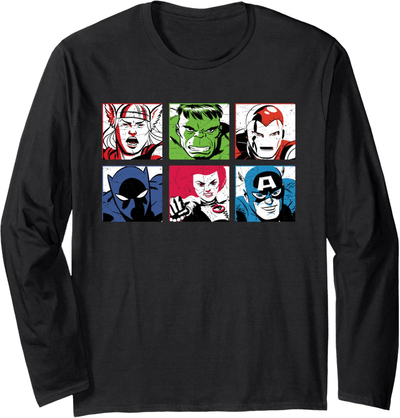 Marvel Avengers Super Heroes Retro Comic Art Langarmshirt